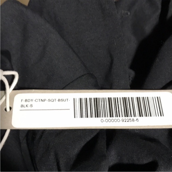 Everlane Bodysuit Square Neck Thong Long Sleeve Black S (2-4) NWT Soft Cotton - Picture 8 of 9